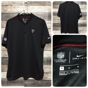 Nike Dri Fit On Field Atlanta Falcons NFL Mesh Shirt Snap Button Men’s M Black